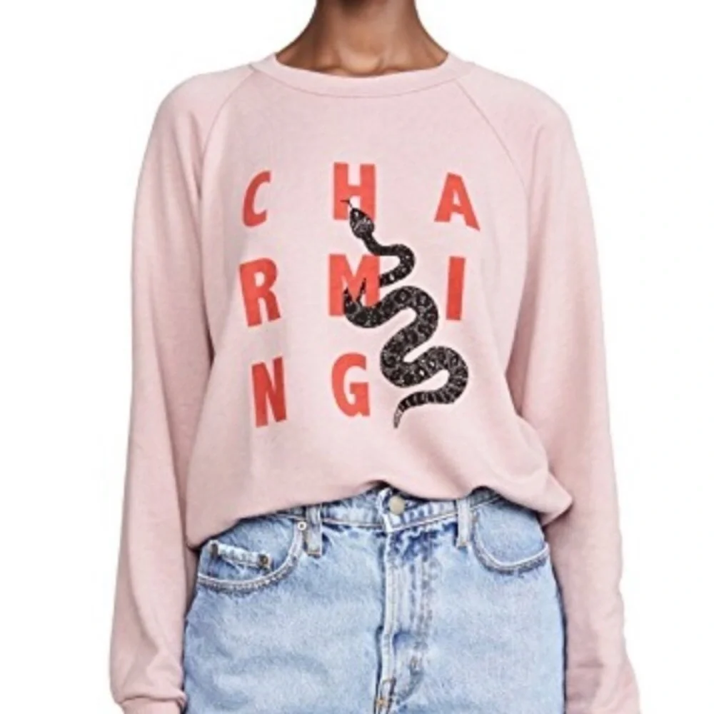 NWT Wildfox Charming Snake Biona Sweatshirt Pullover Pink Size Small